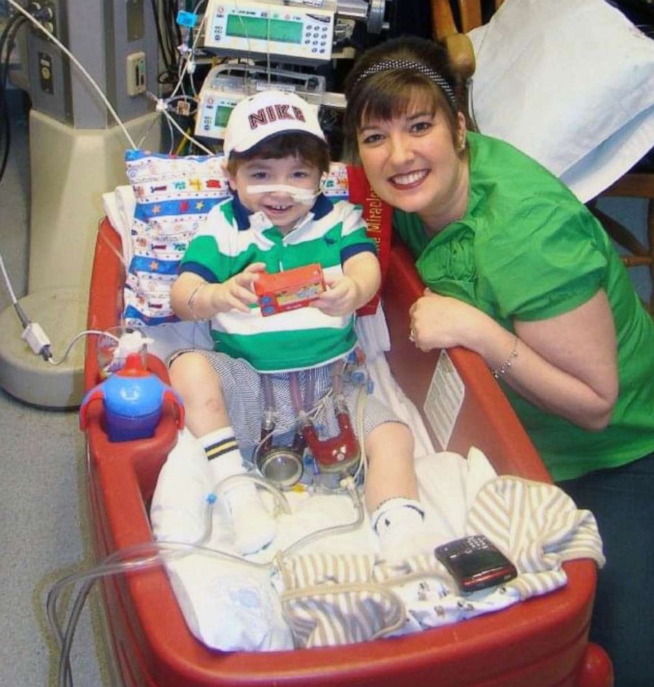 PHOTO: Candace Armstrong poses with her son, Jean Paul Marceaux, after his first heart transplant at age 2.