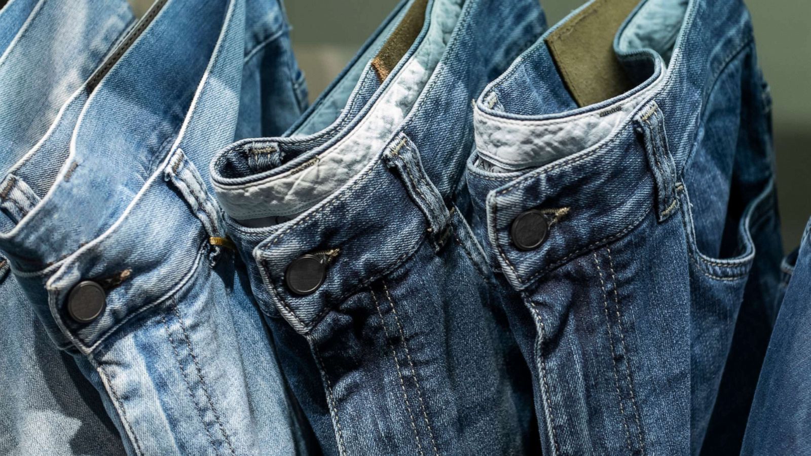 PHOTO: Jeans are hung.