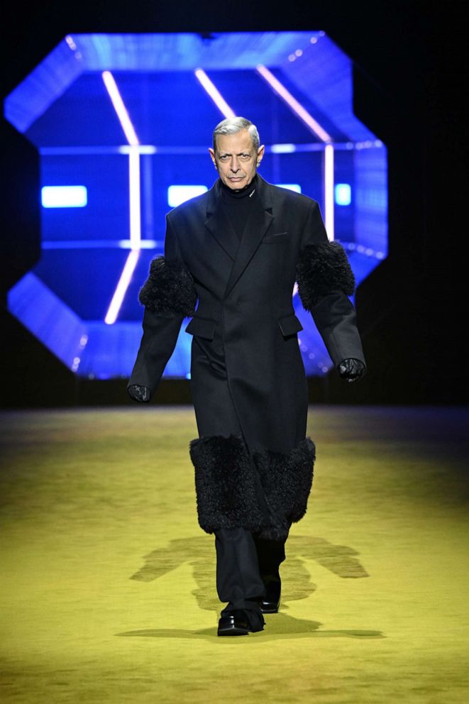PHOTO: Jeff Goldblum walks the runway at the Prada fashion show during the Milan Men's Fashion Week - Fall/Winter 2022/2023 on Jan. 16, 2022, in Milan.
