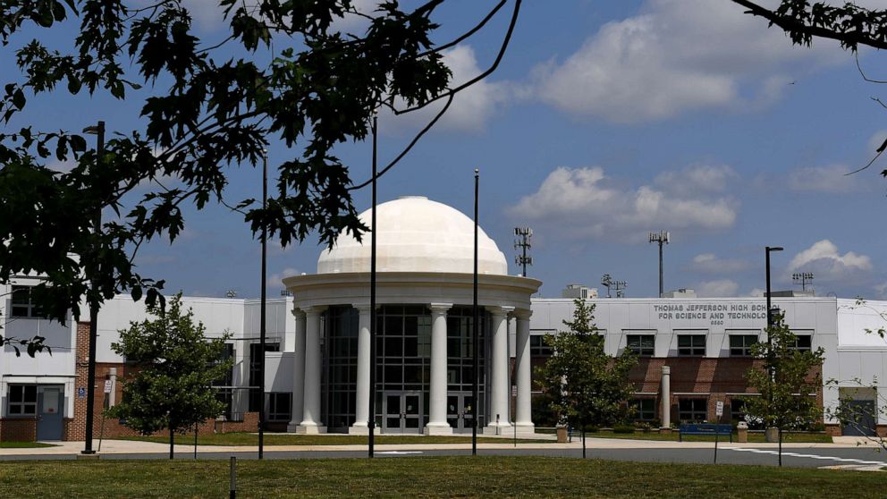 PHOTO: Thomas Jefferson High School is seen, July 1, 2020, in Alexandria, Va.