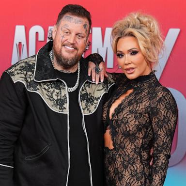 PHOTO: Jelly Roll and Bunnie XO arrive at the 60th annual Academy of Country Music Awards, May 8, 2025, in Frisco, Texas. 