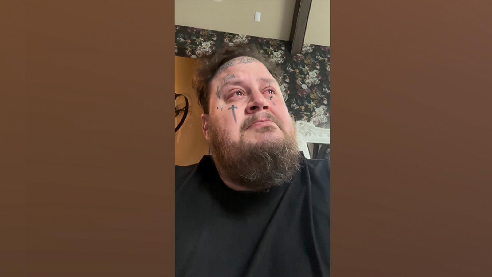 PHOTO: Jelly Roll reacts to his nominations for the 2024 Grammy Awards in an emotional video shared to Instagram.