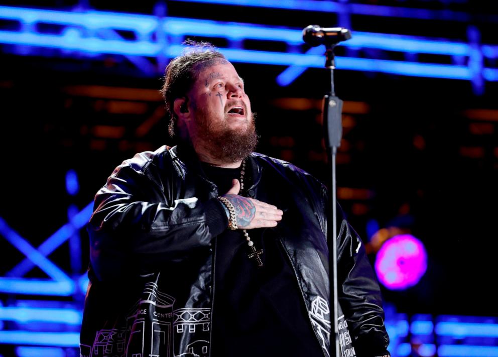 PHOTO: Jelly Roll performs onstage during the 2024 CMA Music festival at the Nissan Stadium on June 08, 2024 in Nashville, Tenn.