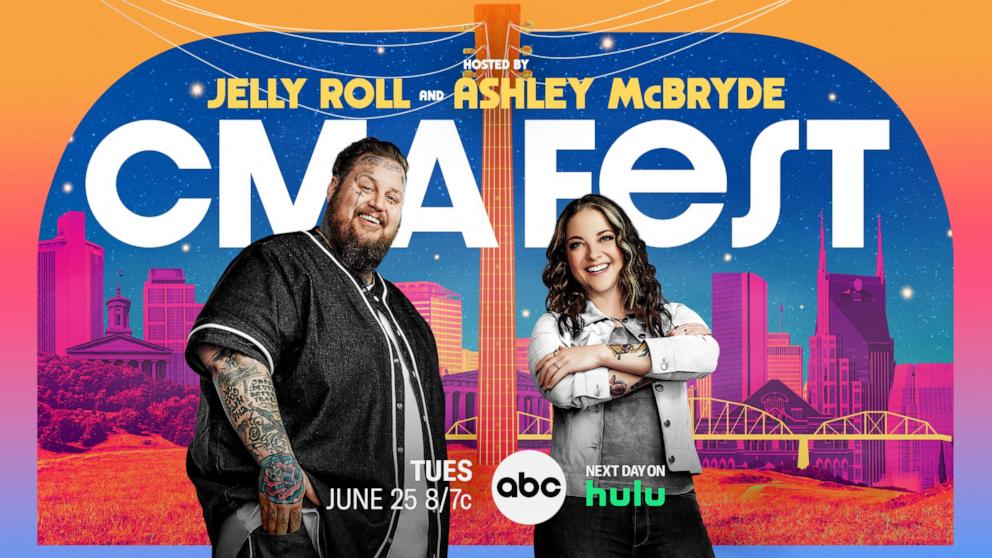 PHOTO: Key Art of CMA Fest with hosts Jelly Roll and Ashley McBryde.