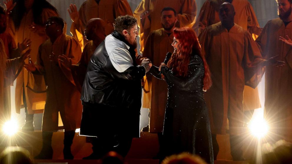 PHOTO: Jelly Roll and Wynonna perform onstage during the 57th Annual CMA Awards at Bridgestone Arena on Nov. 08, 2023 in Nashville, Tenn.