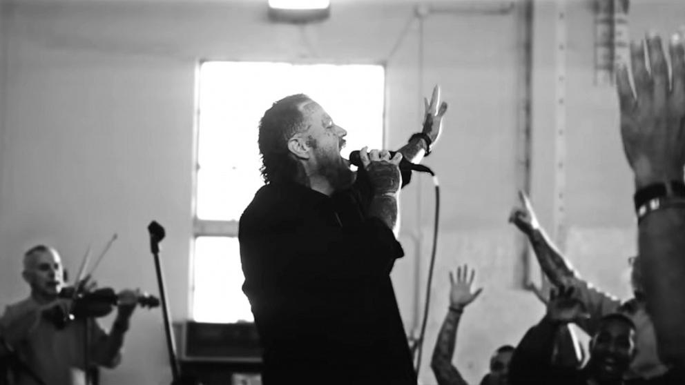PHOTO: Jelly Roll is shown in a screen grab from a new music video filmed inside San Quentin Rehabilitation Center.