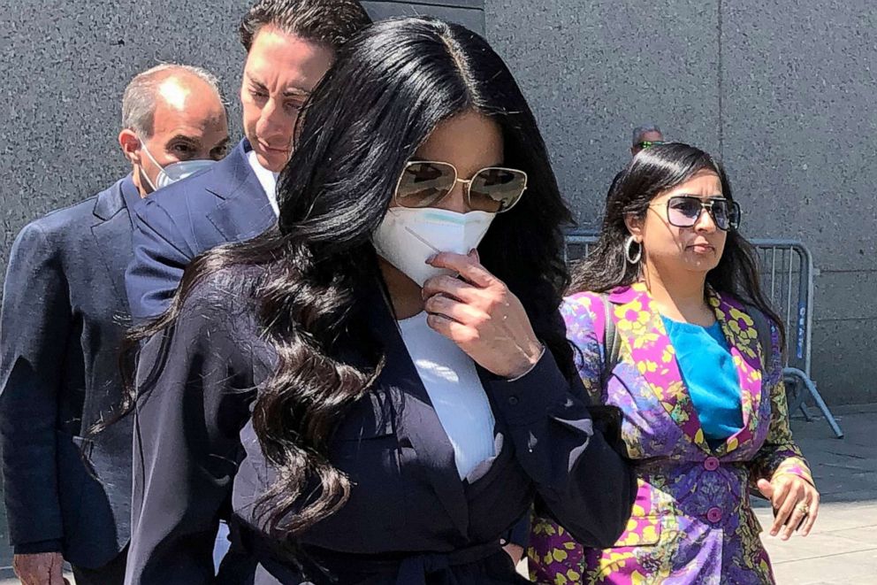 PHOTO: Jennifer Shah, center, of "The Real Housewives of Salt Lake City" reality television series, leaves Manhattan federal court after pleading guilty to wire fraud conspiracy, July 11, 2022, in New York.