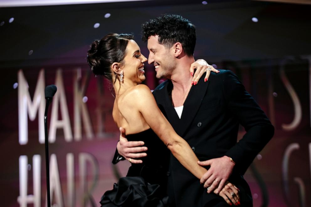 PHOTO: In this Feb. 18, 2024, file photo, Jenna Johnson and Val Chmerkovskiy attend the 11th Annual MUAHS Awards in Beverly Hills, Calif.