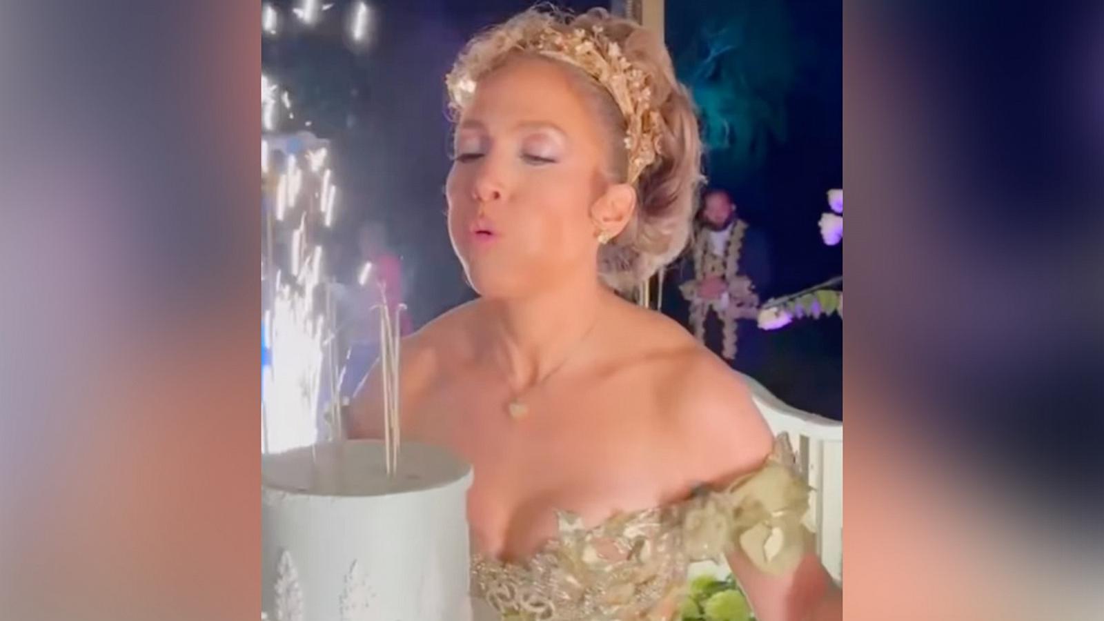 PHOTO: In this screen grab from a video posted to her Instagram account, Jennifer Lopez blows out the candles at her "Bridgerton"-themed birthday.