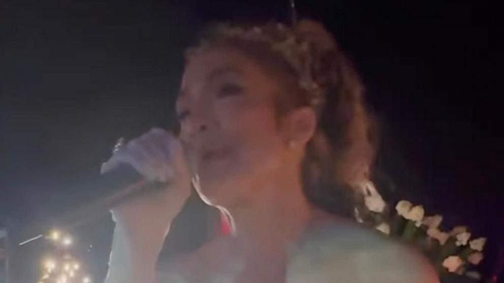 PHOTO: In this screen grab from a video posted to her Instagram account, Jennifer Lopez appeared to sing at her "Bridgerton"-themed birthday.