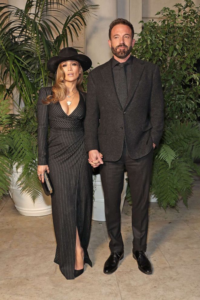 PHOTO: Jennifer Lopez and Ben Affleck attend the Ralph Lauren SS23 Runway Show at The Huntington Library, Art Collections, and Botanical Gardens on Oct. 13, 2022 in San Marino, Calif.