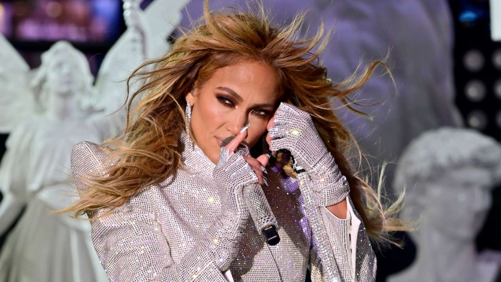 PHOTO: Jennifer Lopez performs during "Dick Clark's New Year's Rockin' Eve with Ryan Seacrest" in Times Square, Dec. 31, 2020, in New York City.