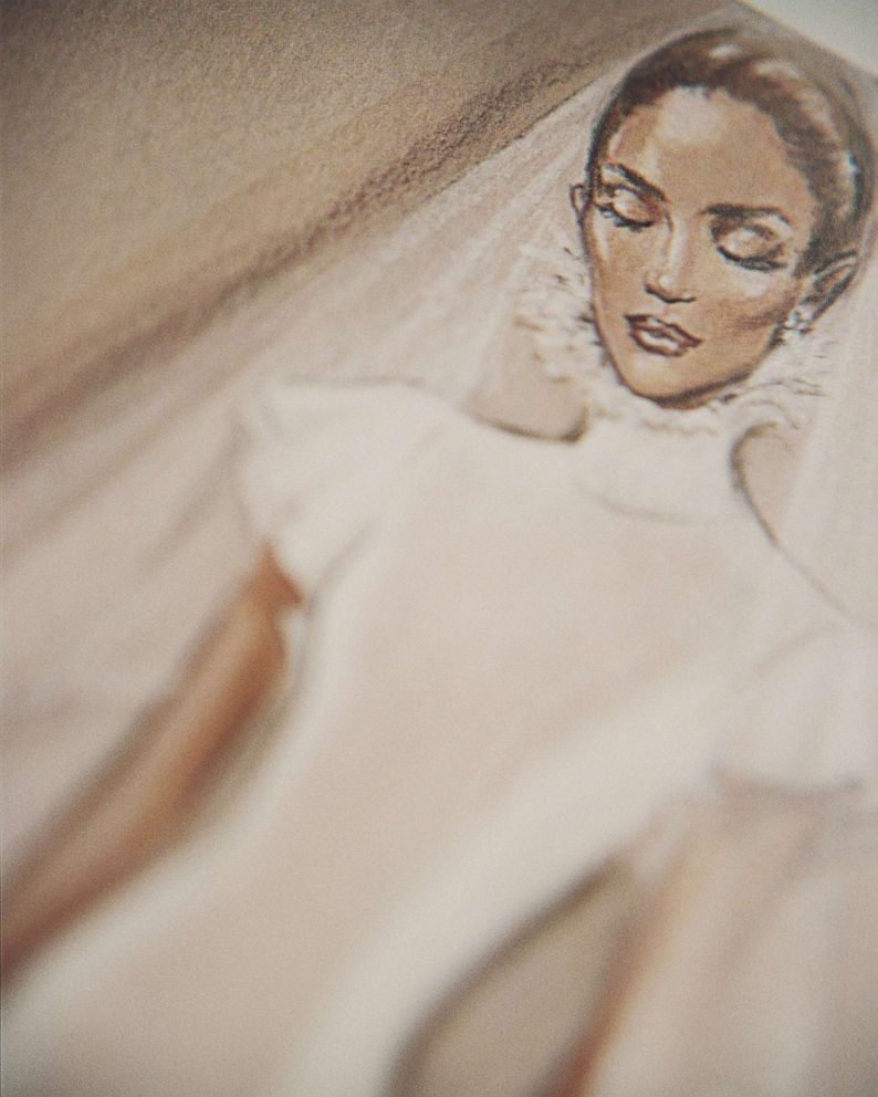 PHOTO: Sketch of one of Jennifer Lopez's wedding dresses featuring a turtleneck.
