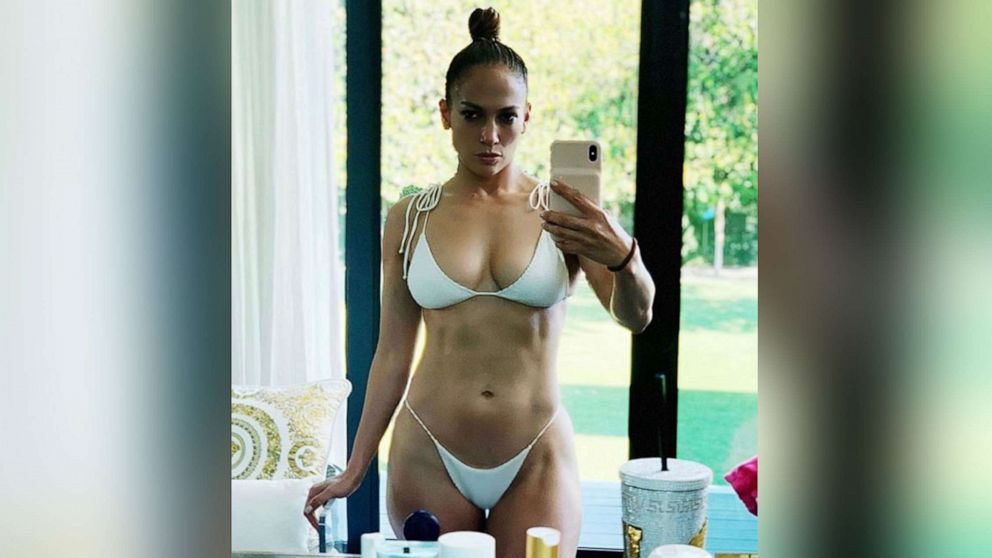 Moms, inspired by viral JLo challenge, share their own bikini selfies.
