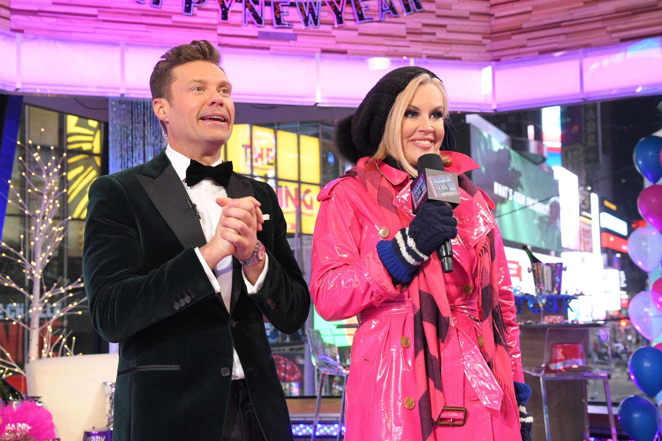 PHOTO: Ryan Seacrest and Jenny McCarthy host "Dick Clark's New Year's Rockin Eve" on ABC during the 2018 New Year.