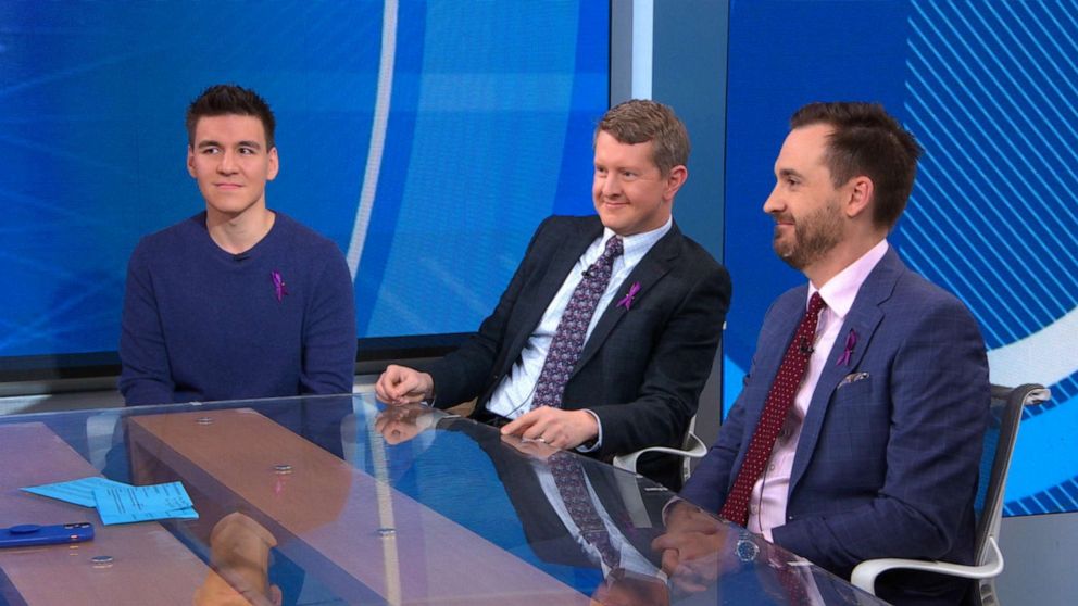 PHOTO: "Jeopardy" all stars James Holzhauer, Ken Jennings and Brad Rutter appeared live on "Good Morning America" before facing off against one another on the popular game show.