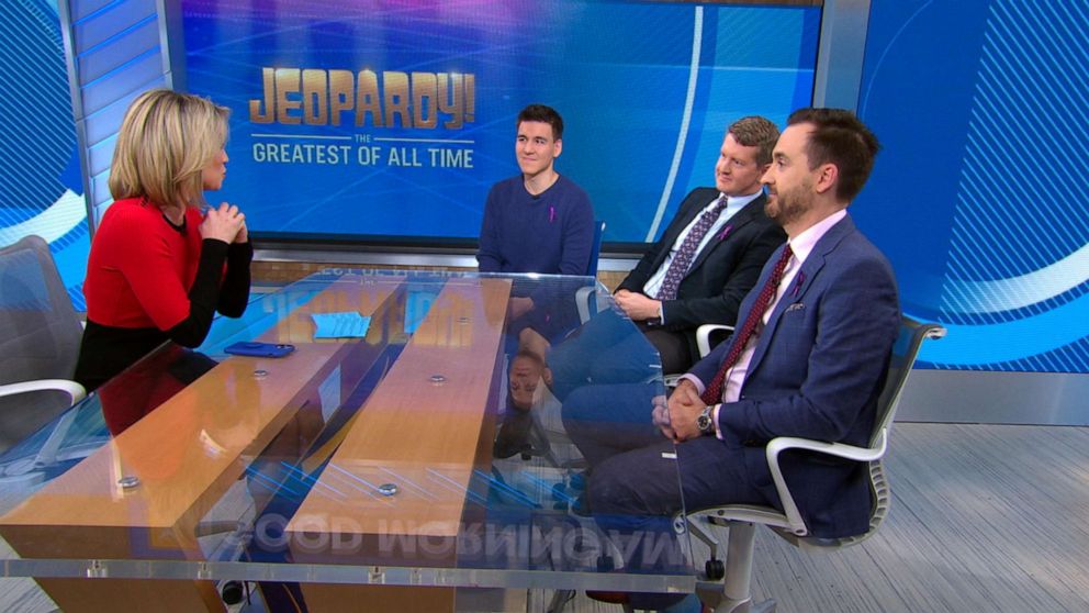 PHOTO: "Jeopardy" all stars James Holzhauer, Ken Jennings and Brad Rutter appeared live on "Good Morning America" before facing off against one another on the popular game show.
