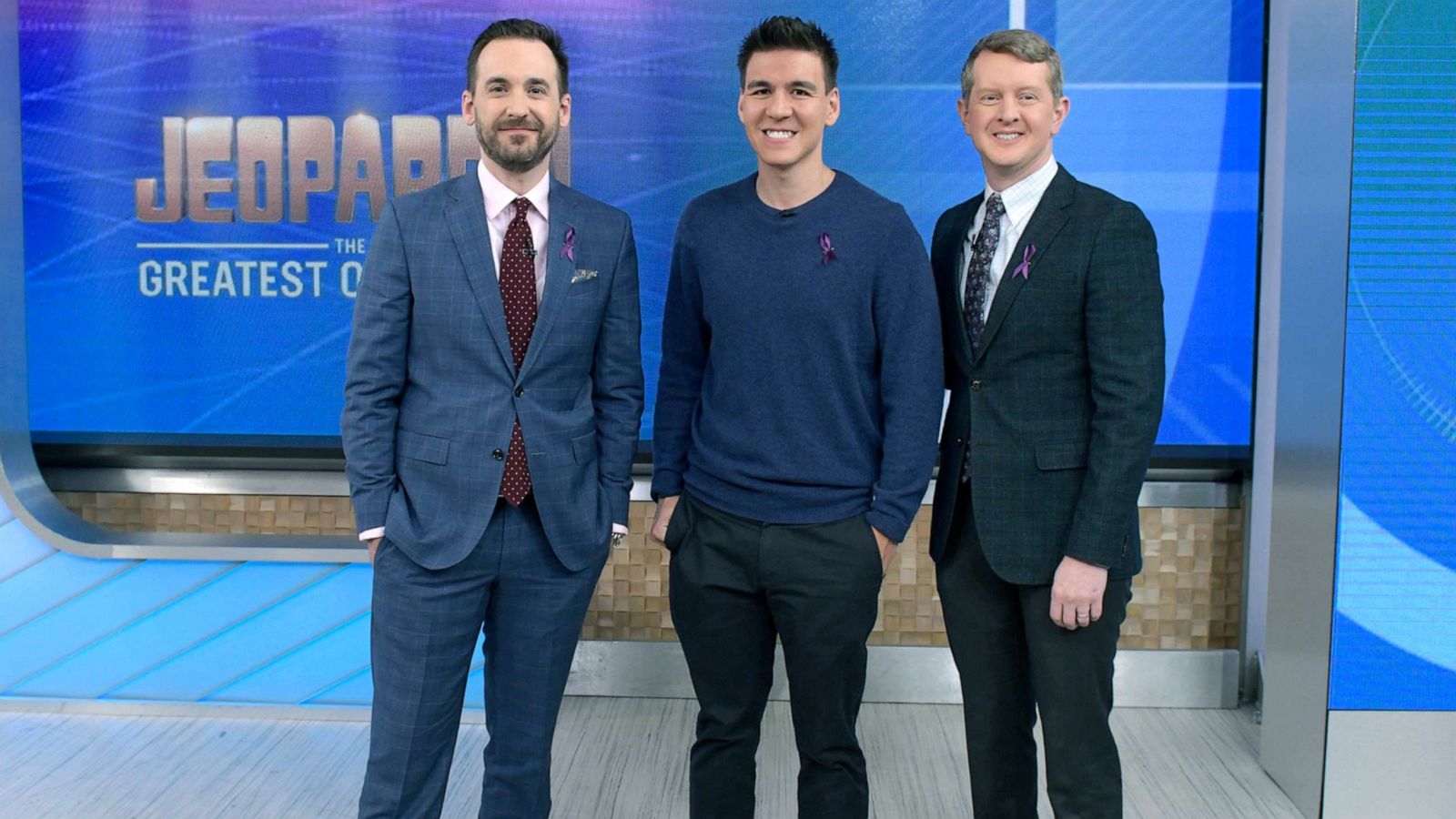 PHOTO: "Jeopardy" all stars Brad Rutter, James Holzhauer and Ken Jennings appeared live on "Good Morning America" before facing off against one another on the popular game show.