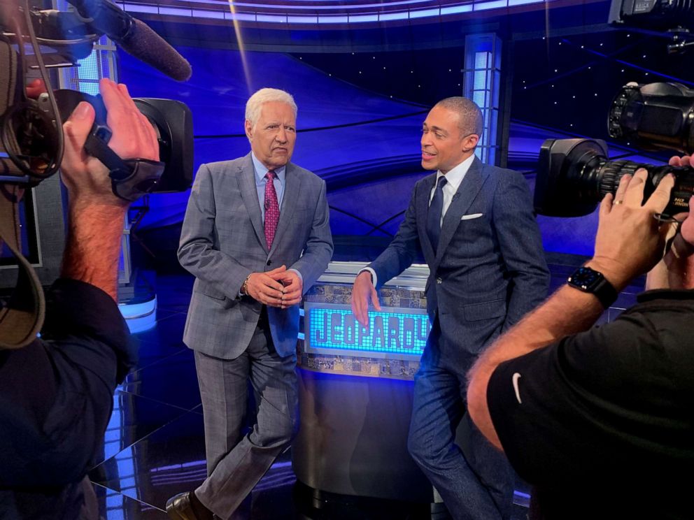 PHOTO: ABC News' T.J. Holmes interviews Alex Trebek on the set of "Jeopardy! The Greatest of All Time."