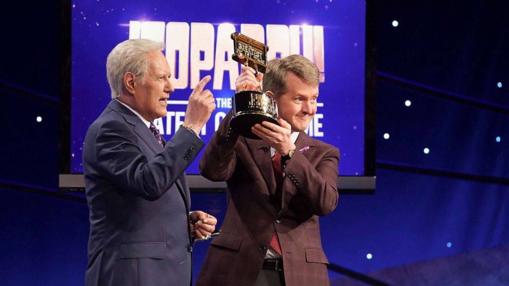 PHOTO: Alec Trebek and Ken Jennings on "Jeopardy! The Greatest of All Time," on Jan 14, 2020.