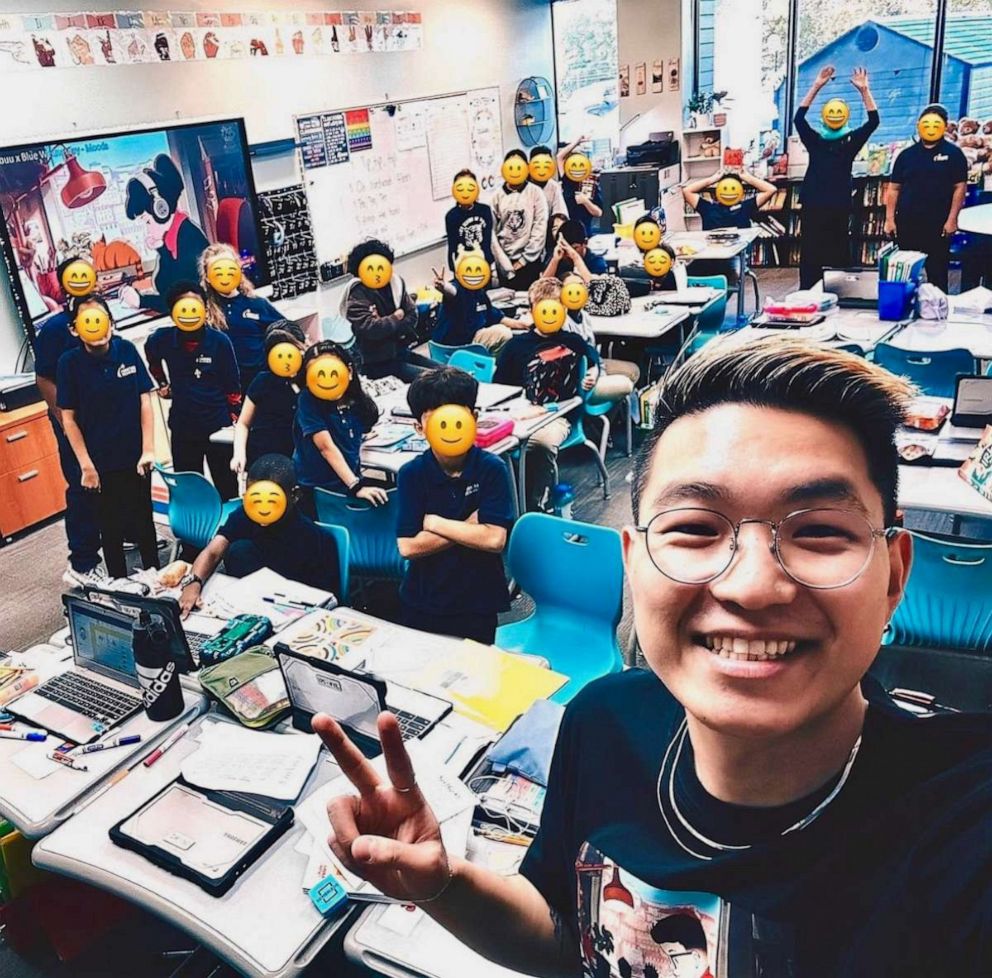 PHOTO: Jeremiah Kim teaches fourth graders at Frontier Schools in Kansas City, Miss.