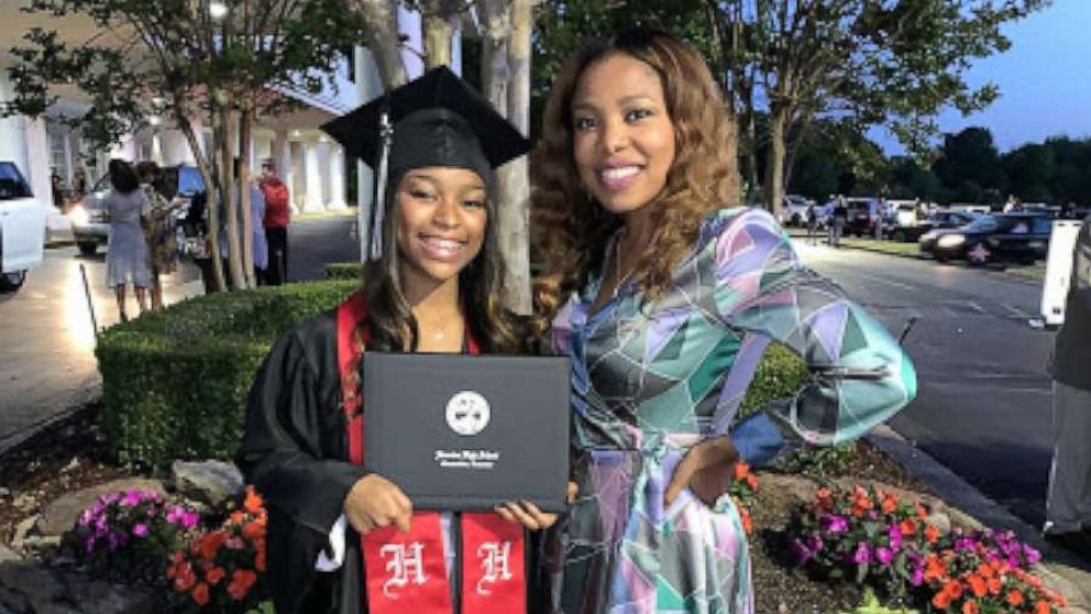 PHOTO: Jerica Phillips poses with her daughter Jaidah at Jaidah's high school graduation in May 2021.