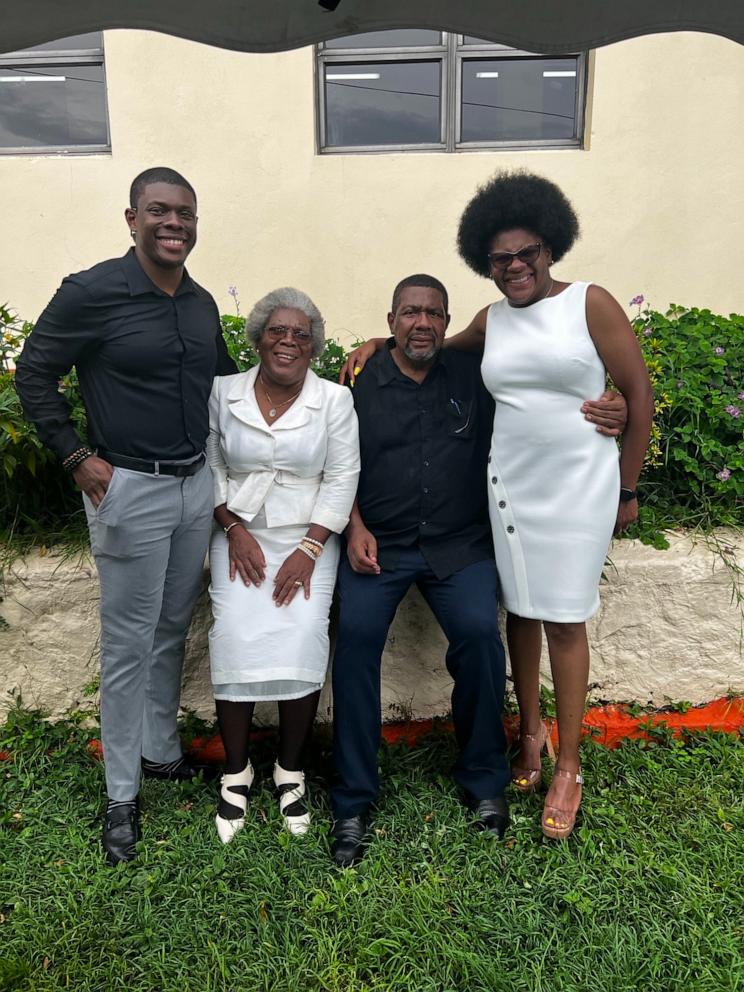 PHOTO: Lawrence is pictured with his mom, Gwendoline Lawrence, his late dad John Lawrence, and his sister Rachel Lawrence.