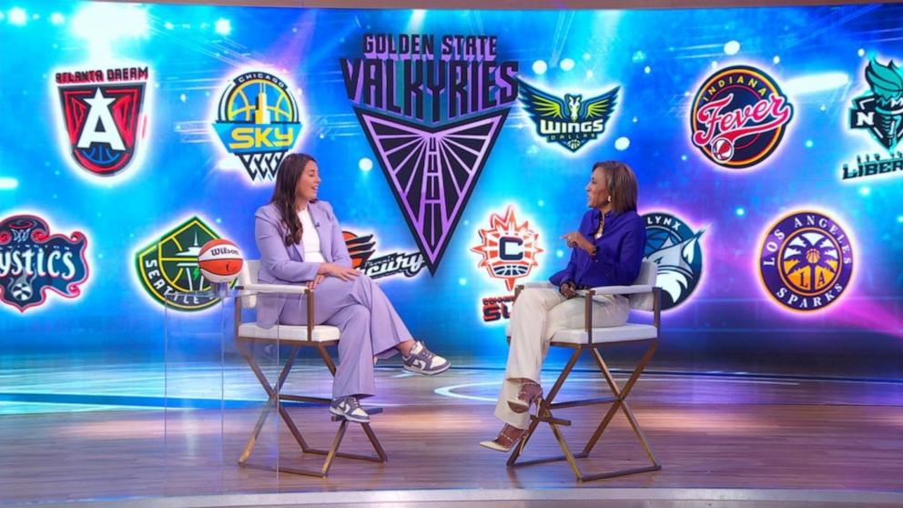 PHOTO: Team President Jess Smith announces the new Golden State WNBA team name, "Valkyries," on "Good Morning America," May 14, 2024. 