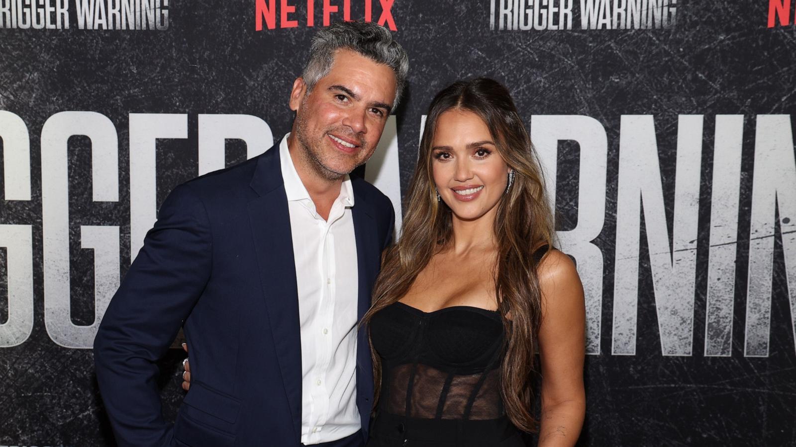 PHOTO: Cash Warren and Jessica Alba attend the screening of Netflix Film "Trigger Warning" at Netflix Tudum Theater, June 11, 2024, in Los Angeles.