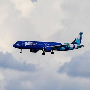 PHOTO: A JetBlue Airways plane lands at San Francisco International Airport (SFO) in San Francisco, California, February 7, 2025.