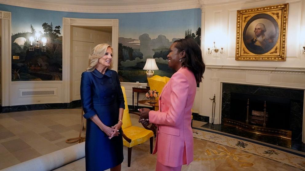 PHOTO: First lady Jill Biden unveils the revamped White House tour in an exclusive interview with ABC News' Deborah Roberts.