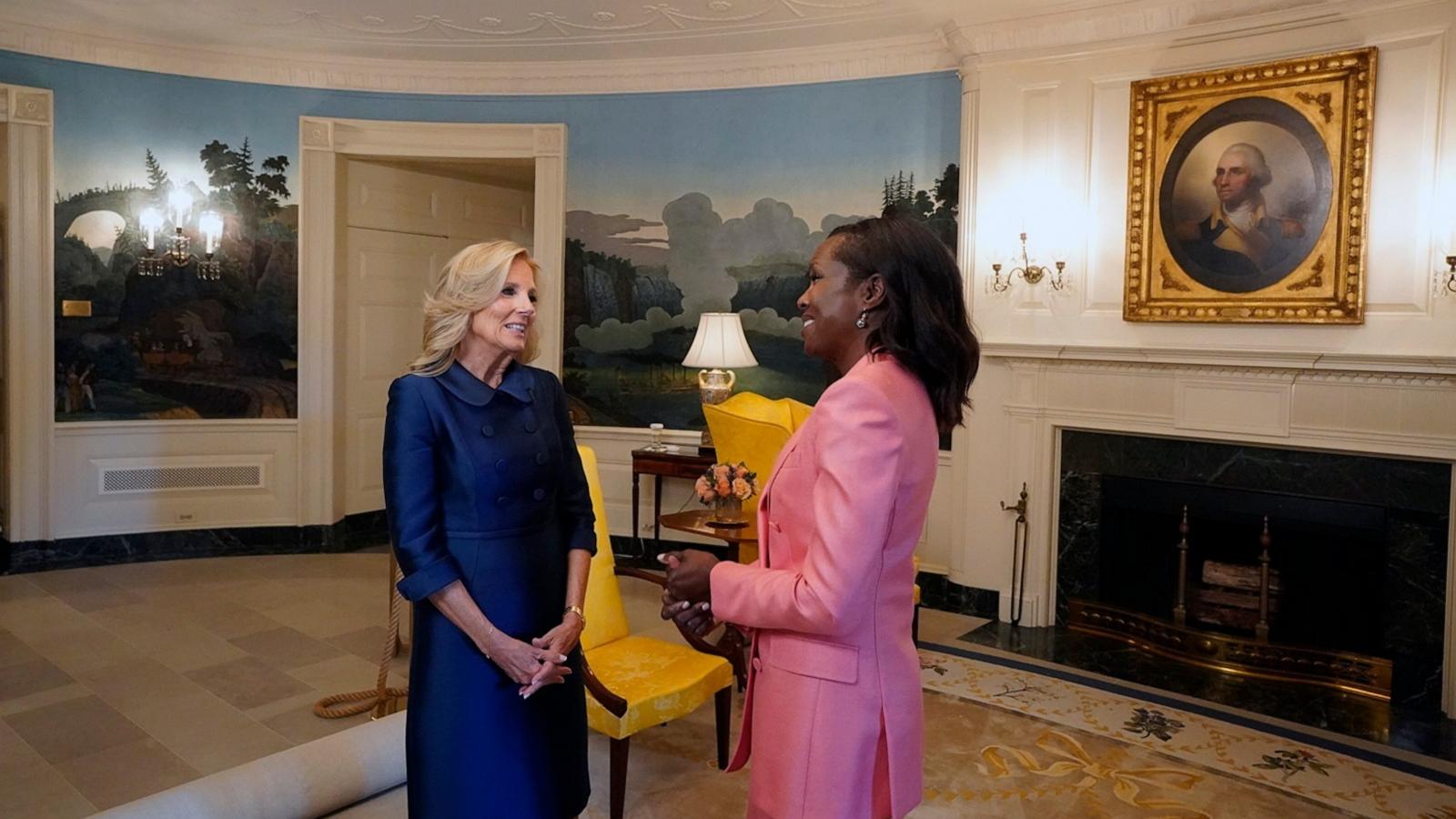 PHOTO: First lady Jill Biden unveils the revamped White House tour in an exclusive interview with ABC News' Deborah Roberts.