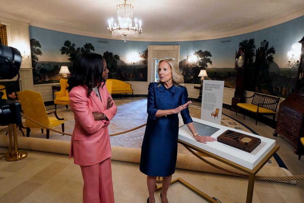 PHOTO: First lady Jill Biden unveils the revamped White House tour in an exclusive interview with ABC News' Deborah Roberts.