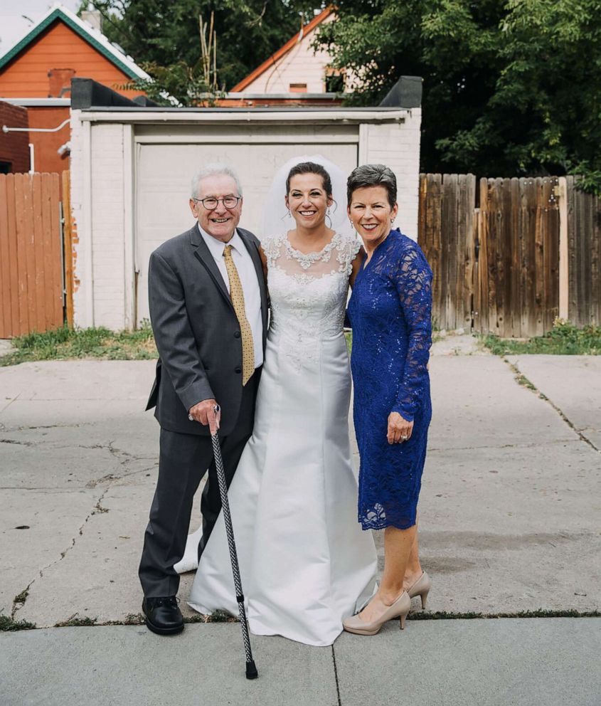 PHOTO: Jim Stamp, 70, of Colorado, is pictured with his wife Cathy Stamp and daughter, Gina Ross, at Gina's wedding in Denver. 