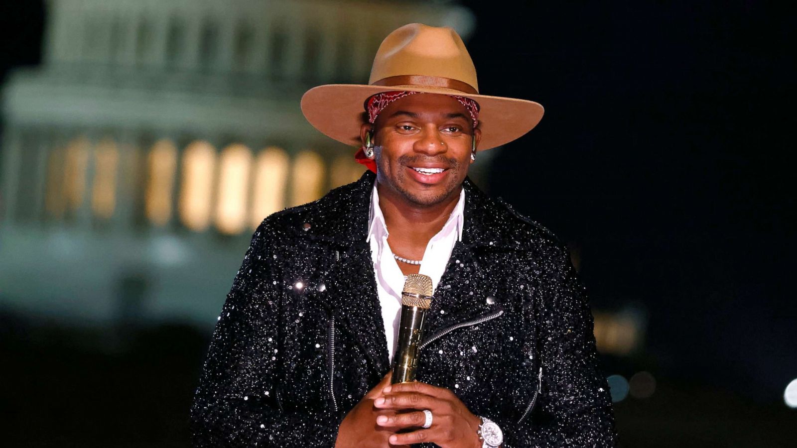 PHOTO: Jimmie Allen performs from Washington D.C., for A Capitol Fourth, July 2, 2021.