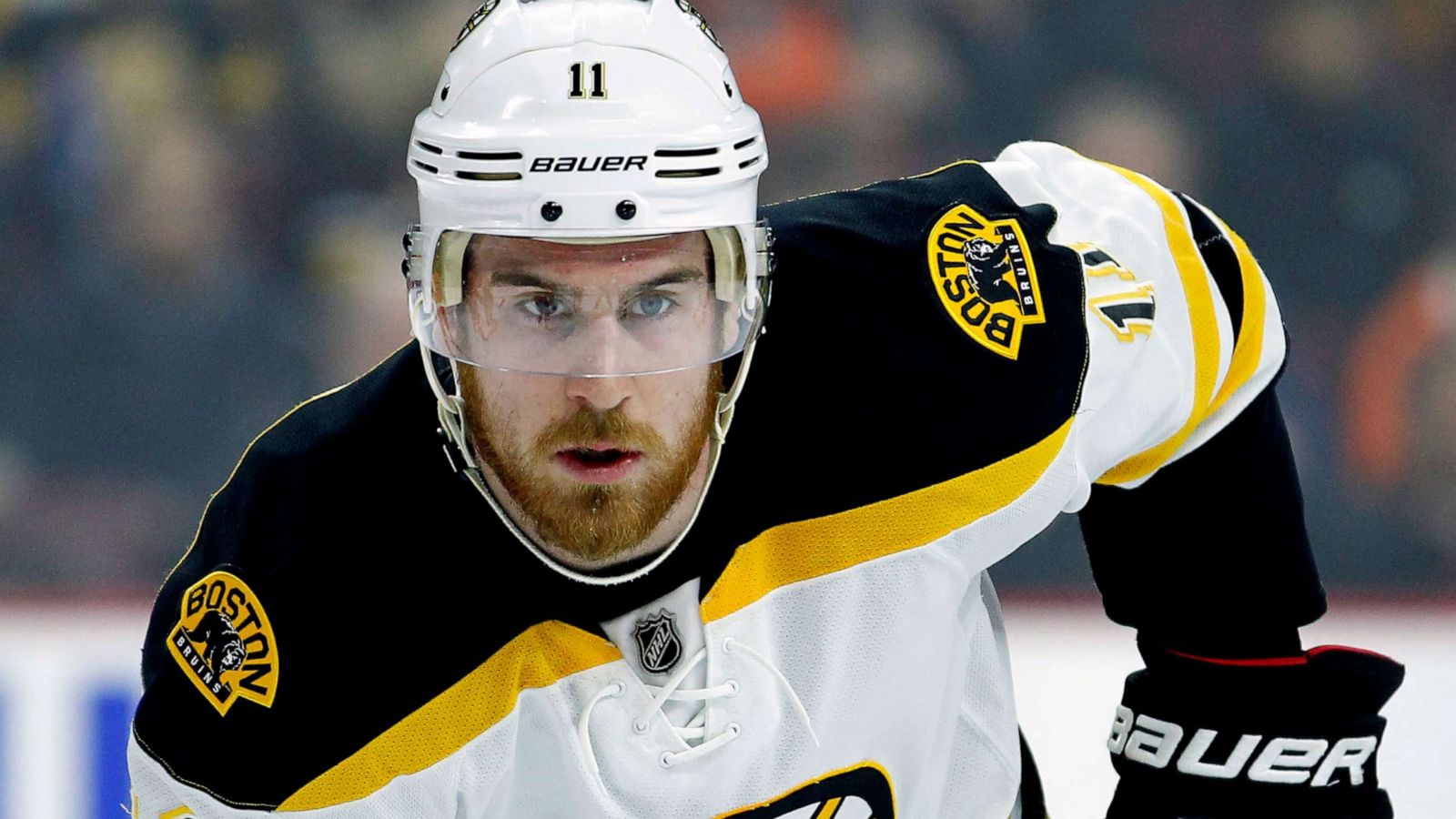 PHOTO: Jimmy Hayes looks on during an NHL hockey game against the Philadelphia Flyers in Philadelphia, Jan. 13, 2016.