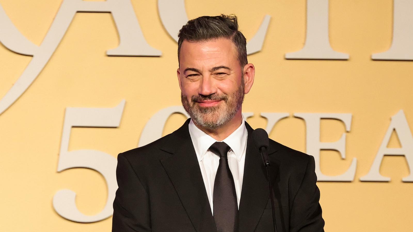 PHOTO: Jimmy Kimmel speaks onstage at The Alliance For Women In Media Foundation's 50th Annual Gracie Awards Gala at Beverly Wilshire, A Four Seasons Hotel on May 20, 2025 in Beverly Hills, California.