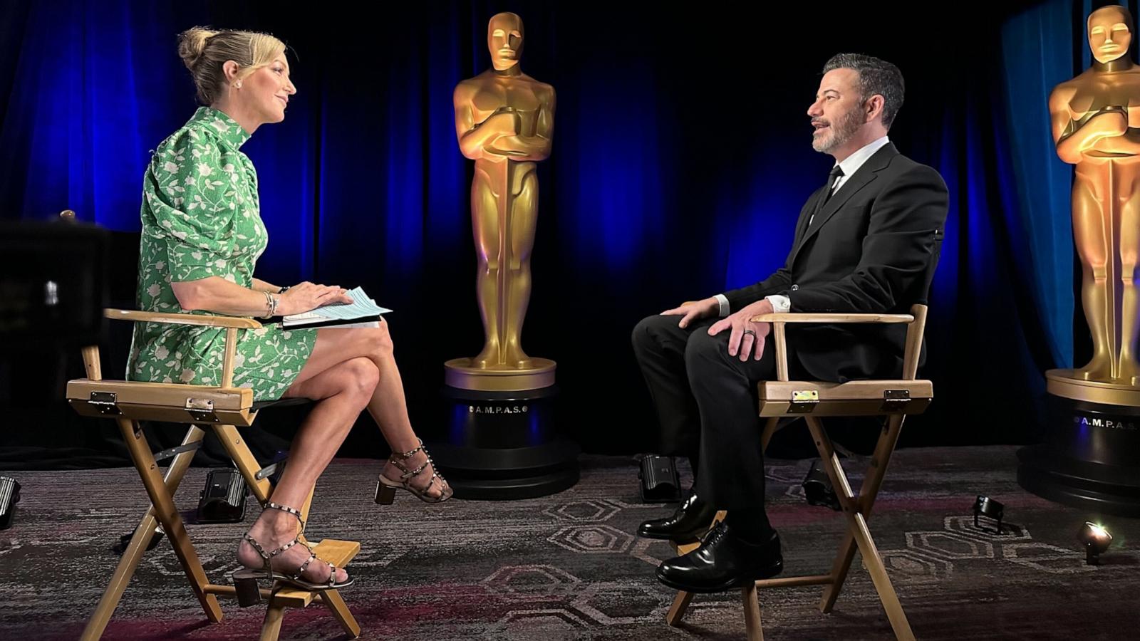 PHOTO: Jimmy Kimmel sits down with Good Morning America for an interview ahead of his hosting duty at the 2024 Oscars.