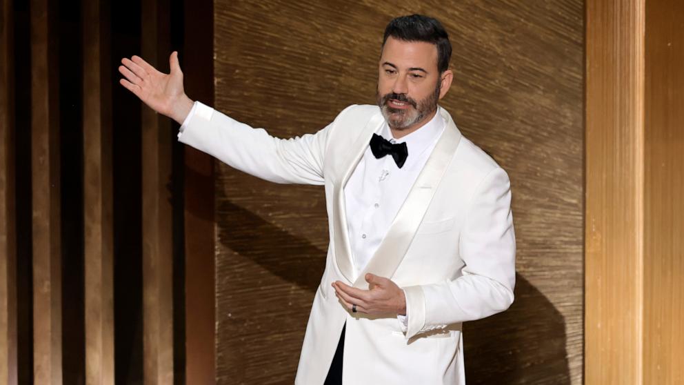 PHOTO: Host Jimmy Kimmel speaks onstage during the 95th Annual Academy Awards at Dolby Theatre on March 12, 2023 in Hollywood, California.