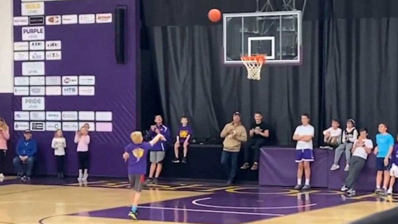 PHOTO: JJ Franks, a seventh grader from North Dakota, won $10,000 after scoring lay-up, free throw, three-pointer and half-court shot within 25 seconds.