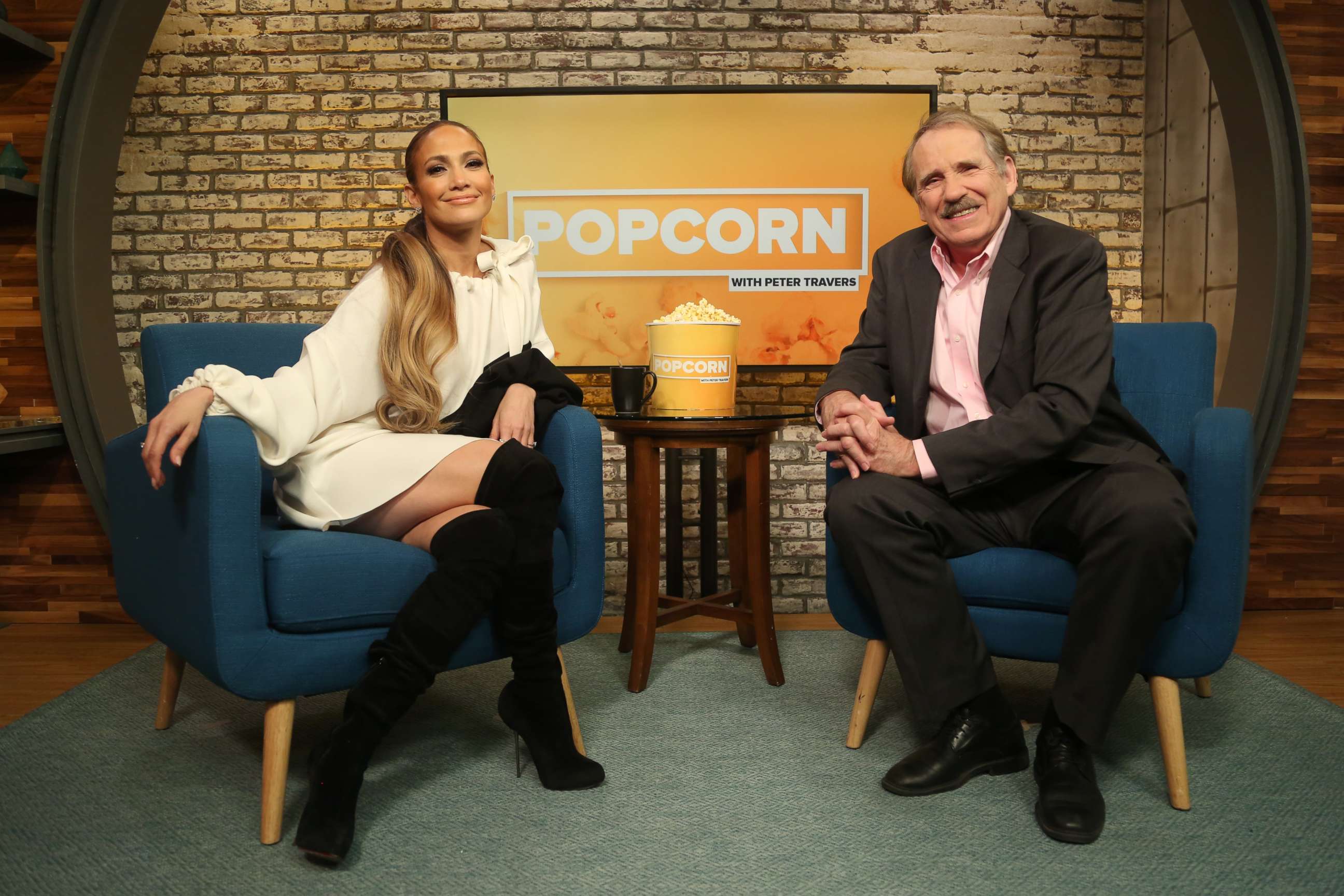 PHOTO: Jennifer Lopez appears on "Popcorn with Peter Travers" at ABC News studios in New York City, Dec. 12, 2018.