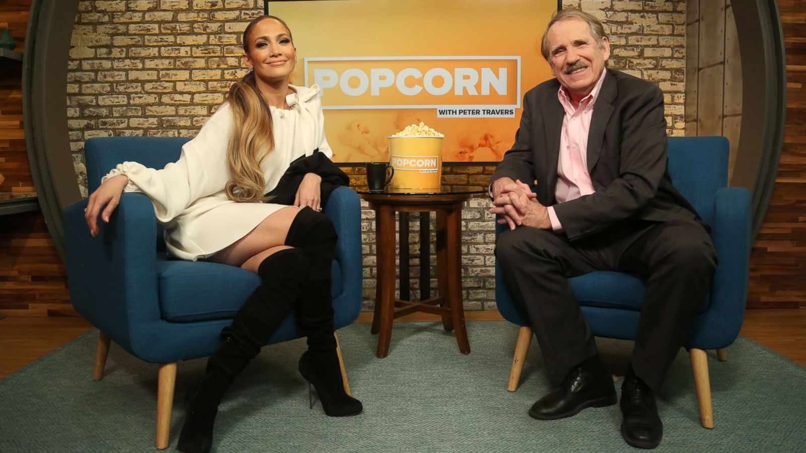 PHOTO: Jennifer Lopez appears on "Popcorn with Peter Travers" at ABC News studios in New York City, Dec. 12, 2018.