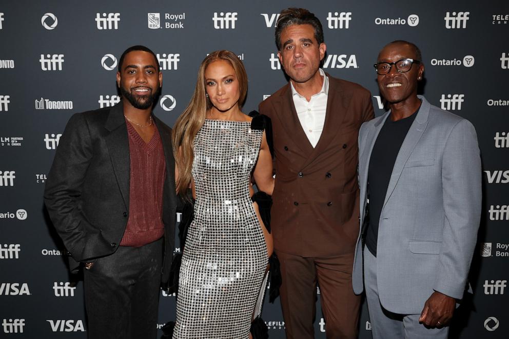 PHOTO: Jharrel Jerome, Jennifer Lopez, Bobby Cannavale, and Don Cheadle attend the premiere of "Unstoppable" during the 2024 Toronto International Film Festival, Sept. 6, 2024, in Toronto, Ontario.