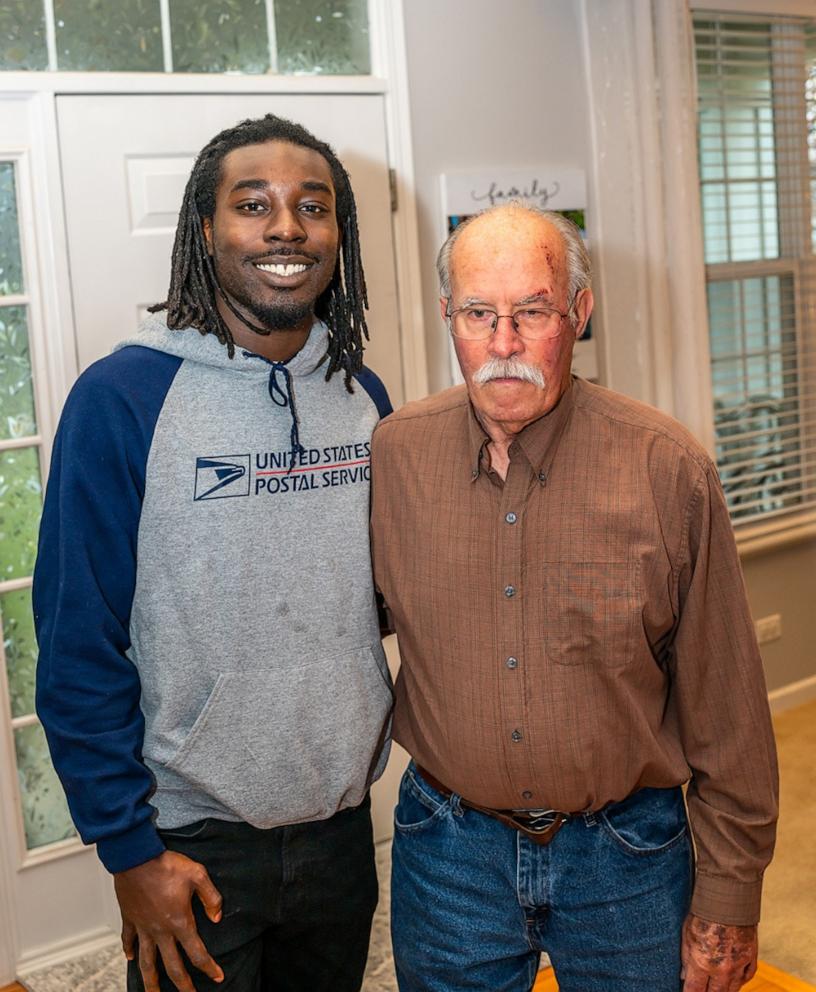 PHOTO: Jaylen Lockhart and Guy Miller reunited after they first met on Nov. 16, 2024 when Lockhart rushed to Miller’s aid after he fell outside his home in Aurora, Illinois.