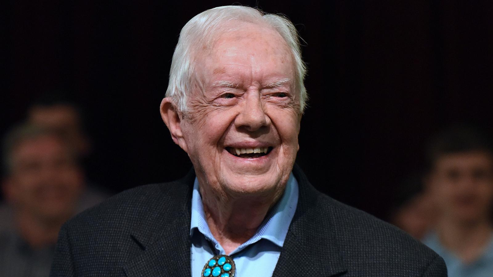 PHOTO: Former President Jimmy Carter speaks to the congregation at Maranatha Baptist Church in his hometown of Plains, Georgia, April 28, 2019.