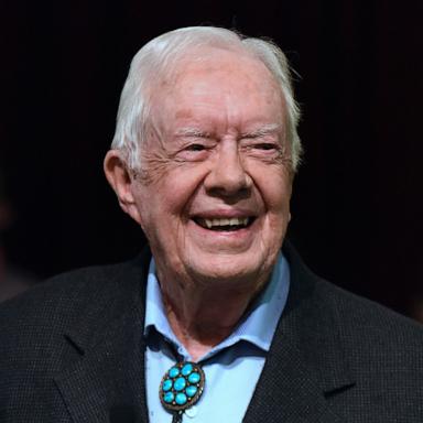 PHOTO: Former President Jimmy Carter speaks to the congregation at Maranatha Baptist Church in his hometown of Plains, Georgia, April 28, 2019.