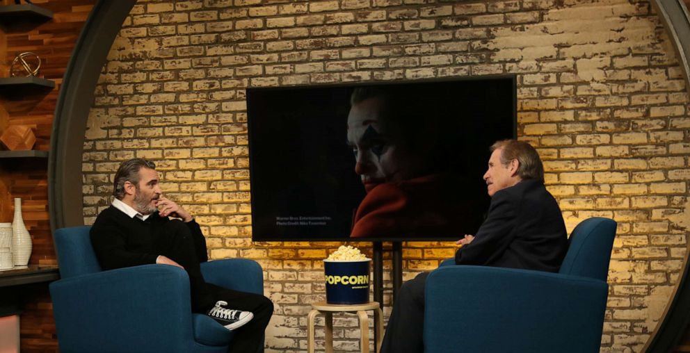 PHOTO: Joaquin Phoenix appears on "Popcorn with Peter Travers" at ABC News studios, Oct. 3, 2019, in New York City.