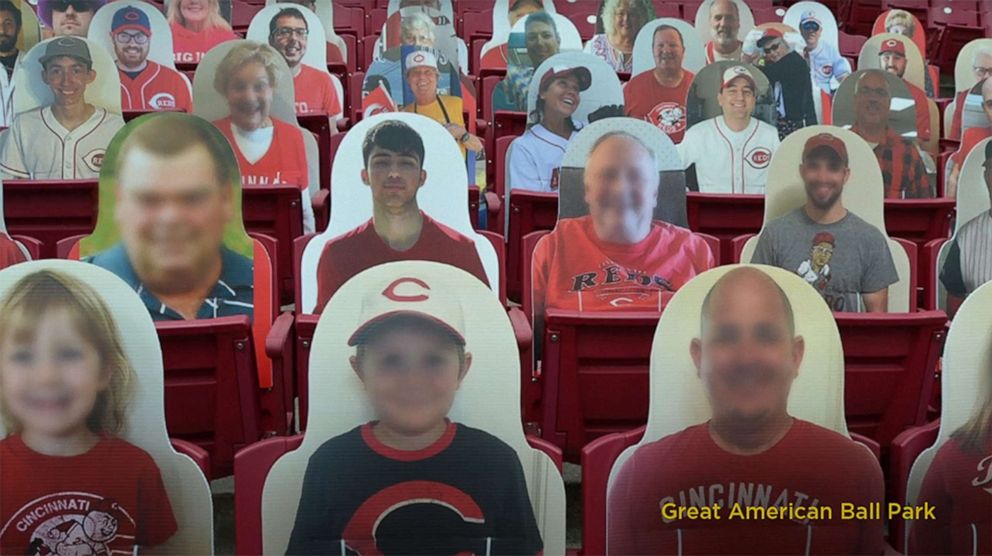 PHOTO: A cardboard cutout of Parkland shooting victim Joaquin Oliver sits in the audience of Great American Ball Park in Cincinnati, in an undated photo.