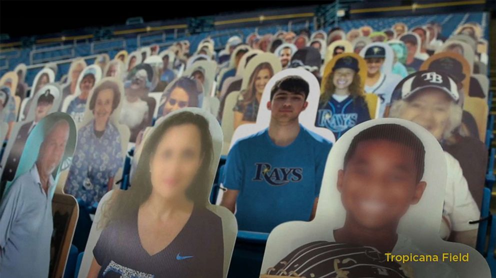 PHOTO: A carboard cutout of Parkland shooting victim Joaquin Oliver sits in the audience of Tropicana Field in St. Petersburg, Fla., in an undated photo.