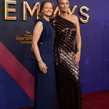 PHOTO: Jodie Foster, left, and Alexandra Hedison arrive at the 76th Primetime Emmy Awards, Sept. 15, 2024 in Los Angeles. 